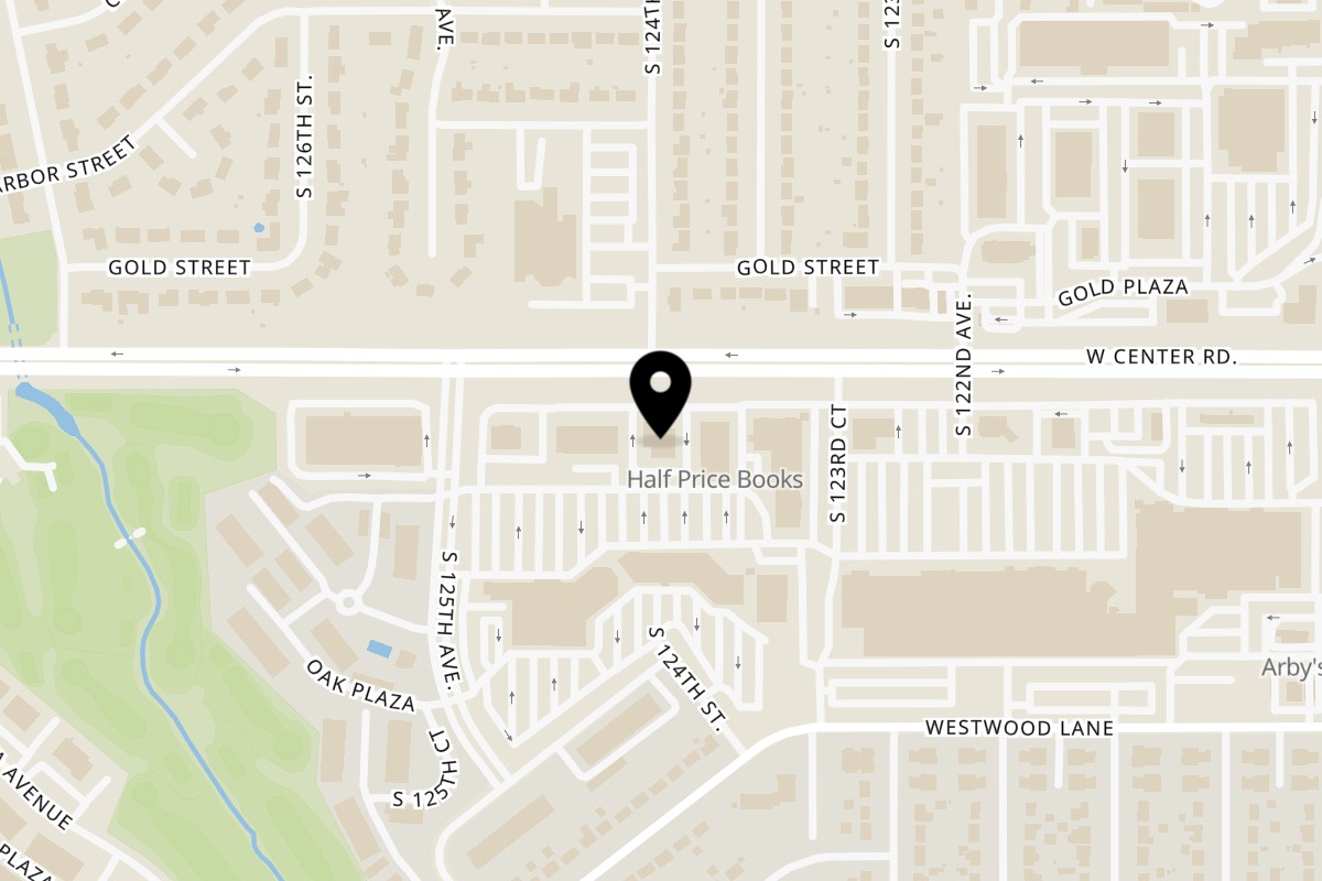 Map showing the location of La Plaza Fiesta Omaha on 12405 W Center Rd in Omaha